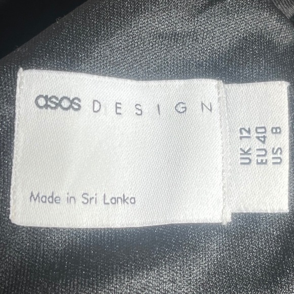 ASOS DESIGN Black High Low Strapless Plunge V-Neck Scuba Midi Dress US 8 F100676 - Picture 6 of 7